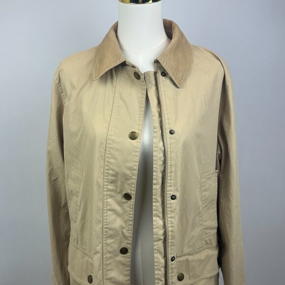 Ralph Lauren Beige Cotton Twill Cord Collar Chore Barn Utility Jacket - L - Picture 14 of 16
